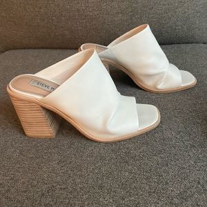 White Steve Madden Heeled Mules